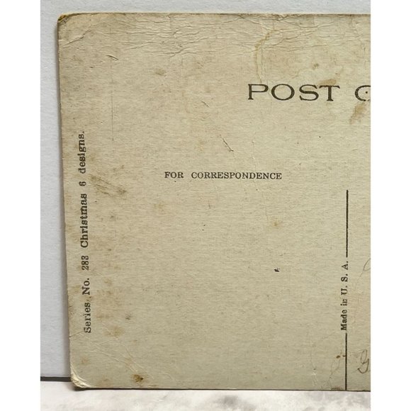 Vintage Christmas Postcard Santa Claus in Holly Frame Keep it Cheery - Picture 6 of 7